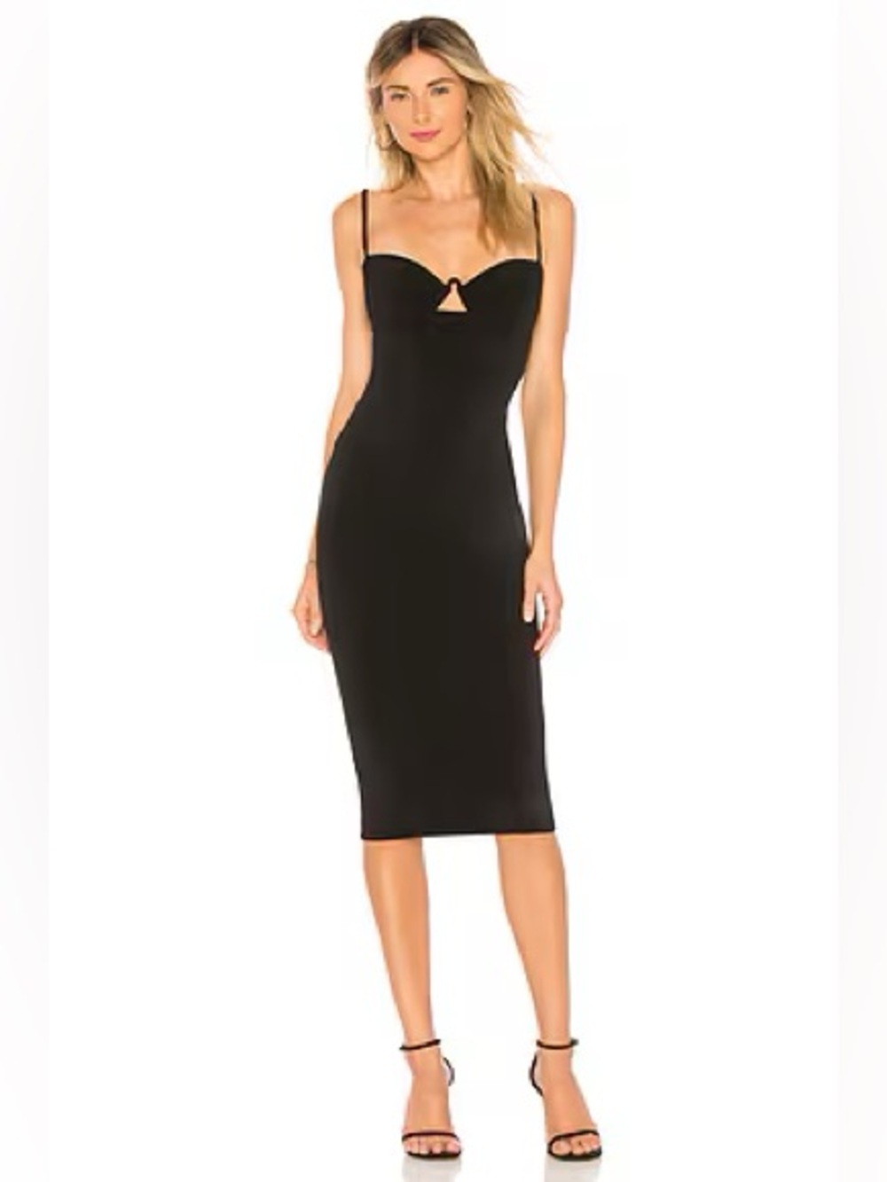Nookie Black Midi Bodycon Dress with Sweetheart Cutout